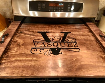 Gas stove cover, electric Noodle Board, Personalized Stove Cover, Monogram stove cover, wedding gift for couple, mothers day gift for mom