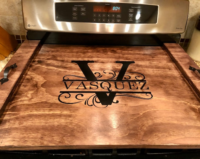 Featured listing image: Gas stove cover, electric Noodle Board, Personalized Stove Cover, Monogram stove cover, wedding gift for couple, Christmas gift for mom