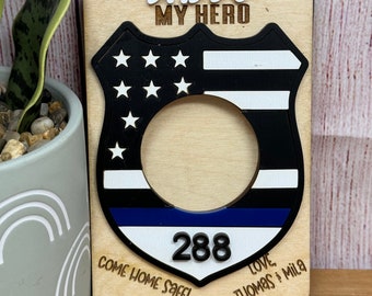 Police badge visor clip frame, police badge gift visor clip, Fathers day visor frame, Fathers day gift from kids, police gift for husband