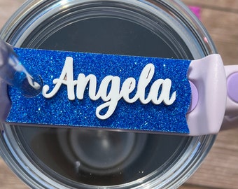 Stanley cup name plate glitter, name tag glitter,  40 oz  tumbler tag, tumbler name tag, 40 oz Stanley cup name tag for dancers, dance name