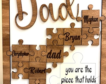Puzzle sign for dad, birthday gift for dad from kids, gift for husband, gifts for dad from kids, puzzle with kids names, puzzle piece sign