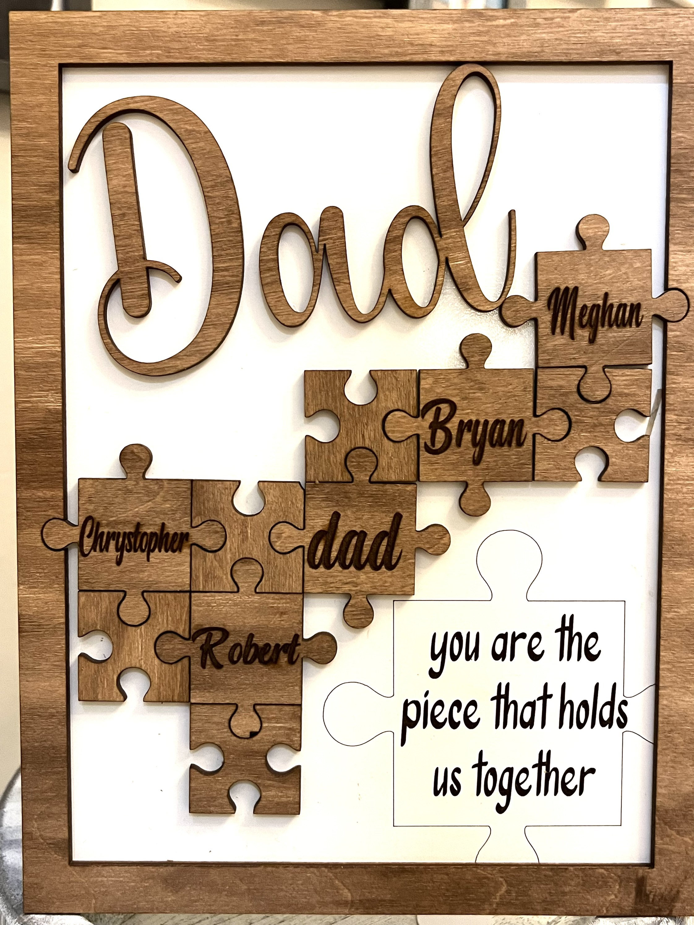 Dad Puzzle Sign Dad Piece That Holds Us Together Fathers Day Etsy