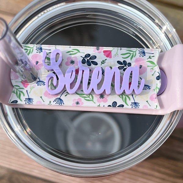 Stanley cup name plate, 40 oz tumbler tag, flower name plate, Stanley cup accessories, flower tumbler 40 oz Stanley cup, 30 oz name plate