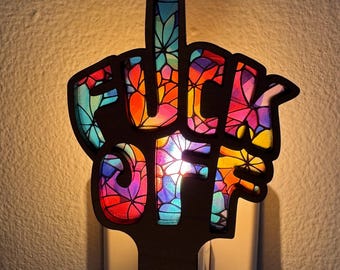 F off nightlight, f*ck off night light, middle finger gift, funny gag gift for friend, nightlight for adults, middle finger led light