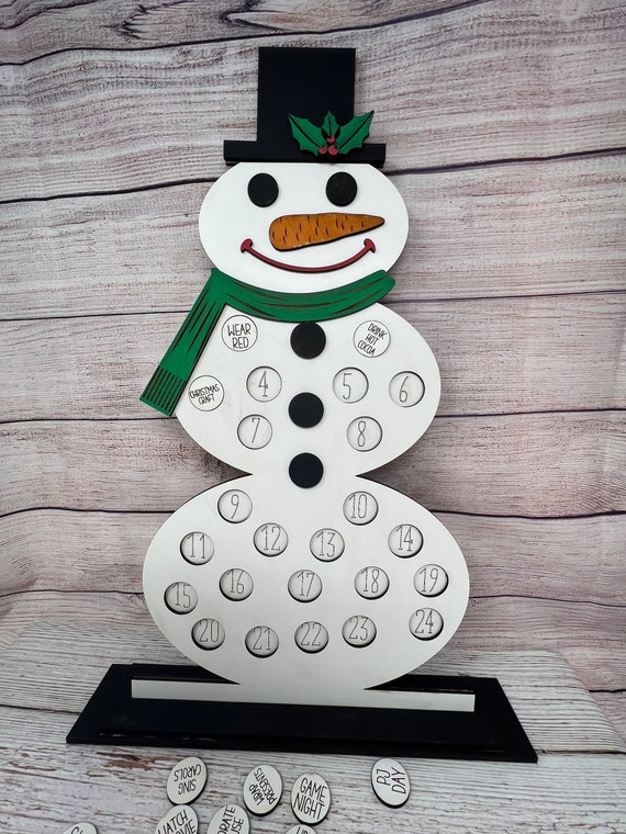 Snowman laser file, Christmas countdown calendar svg, advent calendar for kids, snowman design, advent calendar svg, countdown laser file