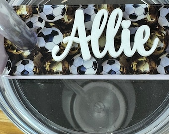 Soccer Stanley topper, Soccer stanley name plate, Stanley soccer topper for mom, Stanley cup accessories for soccer mom, stanley name plate