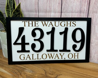 Last name sign, Zip Code sign home sweet home, town name sign, custom town sign, zip code gift, housewarming sign, zipcode sign, town signs