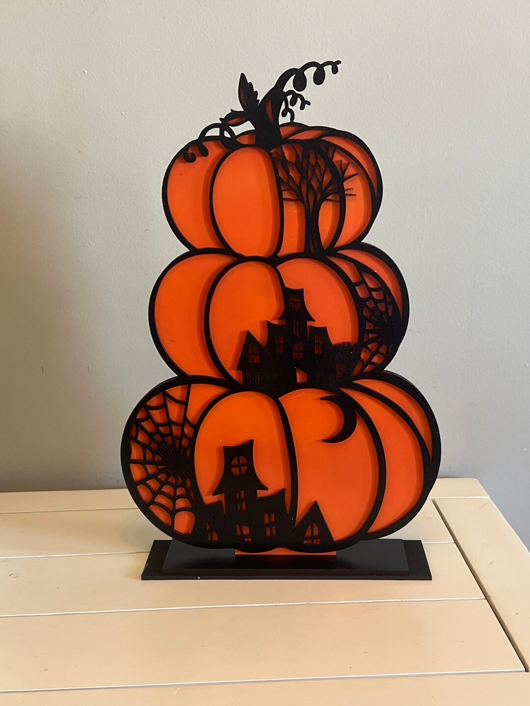 Stacked Pumpkins Decor, Stacked Pumpkins Wood, Halloween Decor for Home, Halloween Pumpkins