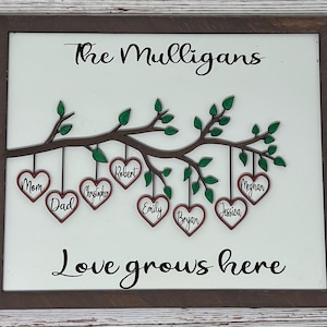 Personalized Family tree sign with names, mother’s day gift, Tree Branch Sign, Engraved Family Name Sign, Gift for mom unique