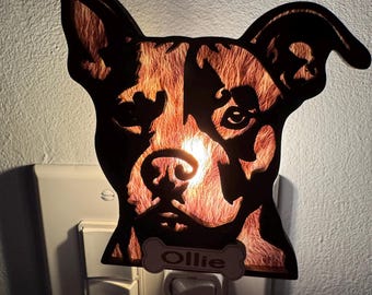Pit bull nightlight, dog night light, pit bull gifts, nightlight gifts for dog lovers, birthday gift for dog mom, pit bull decor