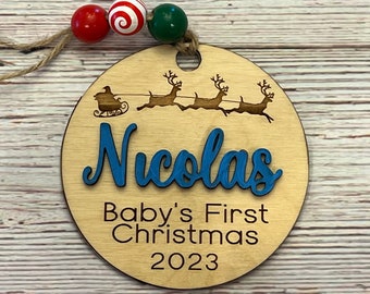 Babys First Christmas ornament svg, baby ornamento svg, primo Natale svg, file laser ornamento bambino, babys primo ornamento di Natale 2023