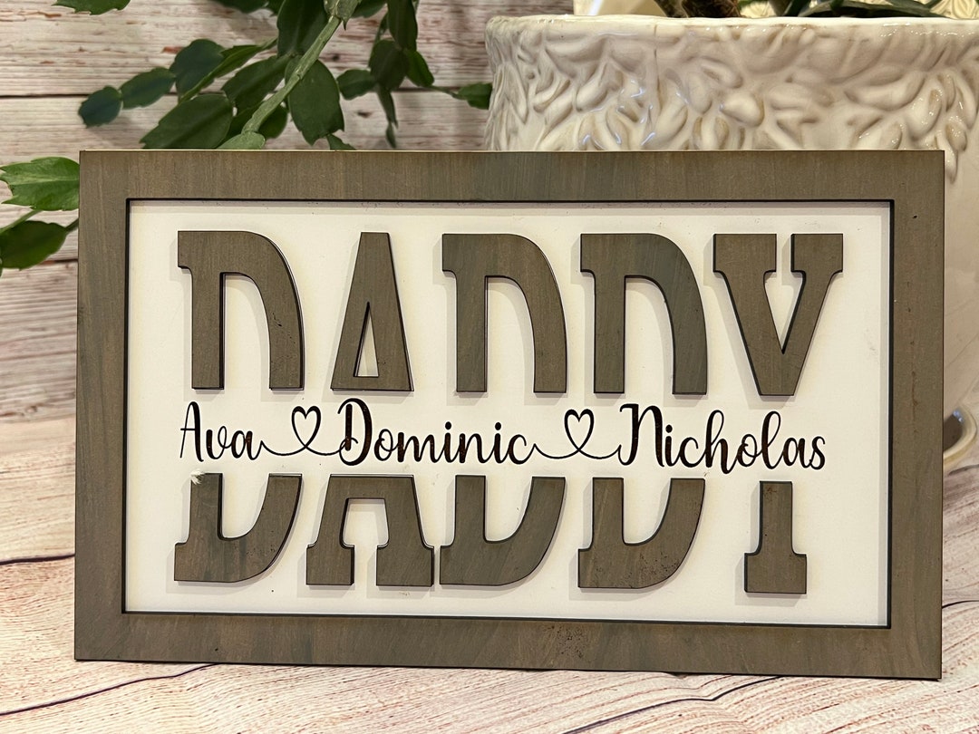 Daddy Sign With Kids Names, Gift for Daddy From Kids, Daddy Sign Kids ...