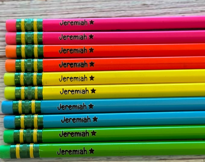 Featured listing image: Personalized pencils for kids, engraved pencils, custom pencils with names, back to school supplies for kids, personalized pencils for kids