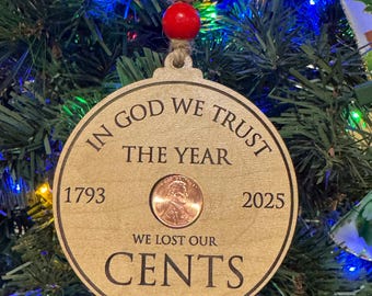 Penny ornament, penny keepsake, lost our cents commemorative, penny discontinued, we lost the penny, coin collector gifts, 2025 penny gifts