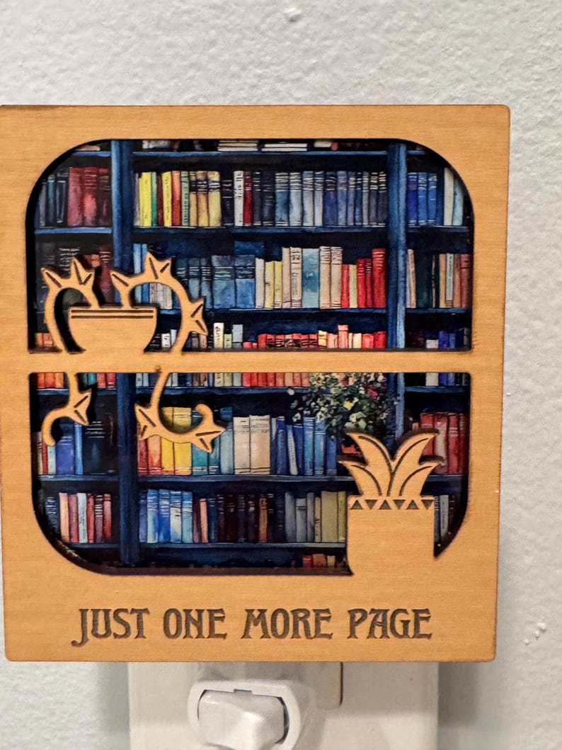 Book Lover Nightlight, Book shelf night light, Library Books Lamp Light, Bookshelf Night Light, Cozy Reading Decor, Read More night light one more page