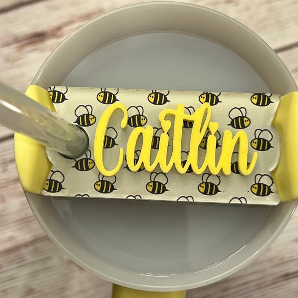 Stanley cup name plate for her, Stanley cup name tag, bumble bee name tag, Stanley cup accessories, bumble bee gifts, name plate for 40 oz