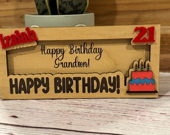 Birthday money holder, money holder birthday gift for her, personalized money holder wood, birthday money box, birthday card money holder