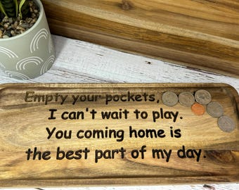 Catch all tray dad, jewelry tray for men, empty your pockets daddy tray, engraved fathers day gift for dad, key tray for dad gift from kids