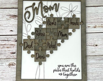 Mom puzzle sign, mom birthday gift from daughter, mom you are the piece puzzle sign, mom gift from kids, Mothers Day gift for mom under 30