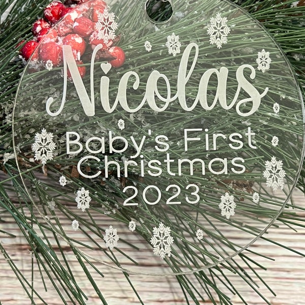 Babys First Christmas ornament svg, baby footprint ornament , first Christmas svg, baby ornament laser, babys first christmas ornament 2023