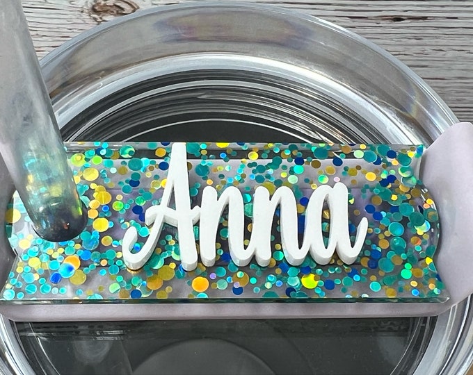 Featured listing image: Stanley cup name plate, 40 oz stanley tumbler, Stanley nameplate , Stanley cup accessories, Mothers day gift from daughter, tumbler name tag