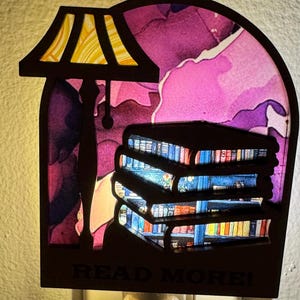 Book Lover Nightlight, Book shelf night light, Library Books Lamp Light, Bookshelf Night Light, Cozy Reading Decor, Read More night light image 10