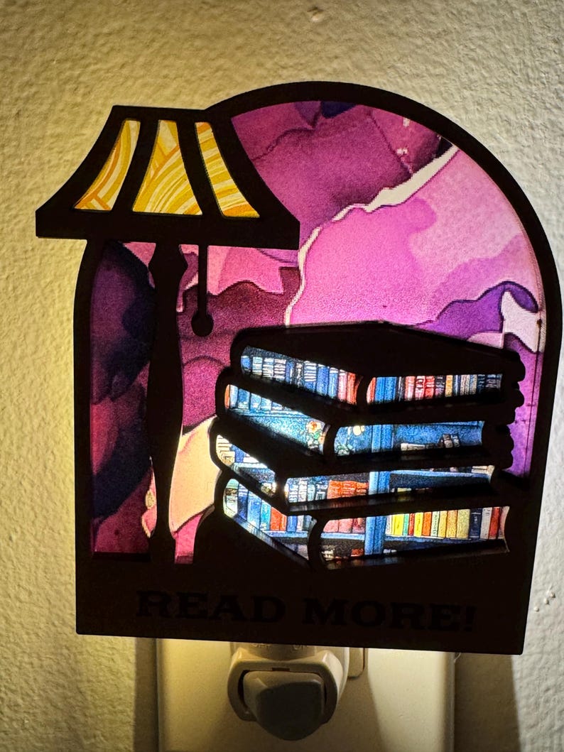 Book Lover Nightlight, Book shelf night light, Library Books Lamp Light, Bookshelf Night Light, Cozy Reading Decor, Read More night light image 10