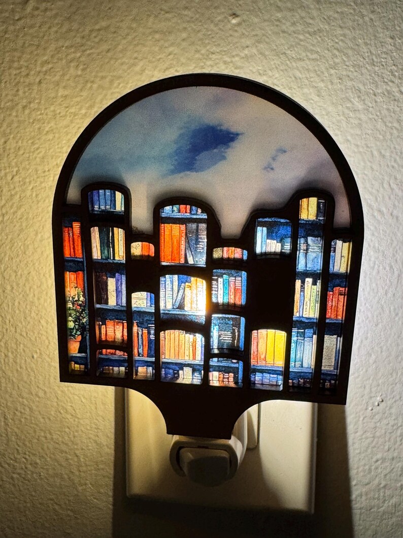 Book Lover Nightlight, Book shelf night light, Library Books Lamp Light, Bookshelf Night Light, Cozy Reading Decor, Read More night light image 2