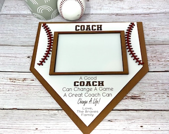 Baseball Coach svg, home run svg, baseball picture frame svg, baseball laser svg file, a great coach sign, home plate design,