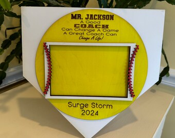 Softball coach sign, softball home plate sign, softball coach gift, softball coach picture frame, coach gift softball, team gift for coach