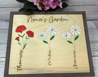 Grandmas Garden Birth Flower Sign, Grandmas garden sign with names, Mothers Day gift for grandma, birth flower gift for grandma, Nona gifts