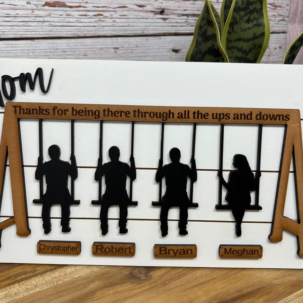 Mom swing sign, Mothers Day swing sign, Mothers day gift from kids, Mothers day gift for grandma, thanks for being there swing, gift for dad