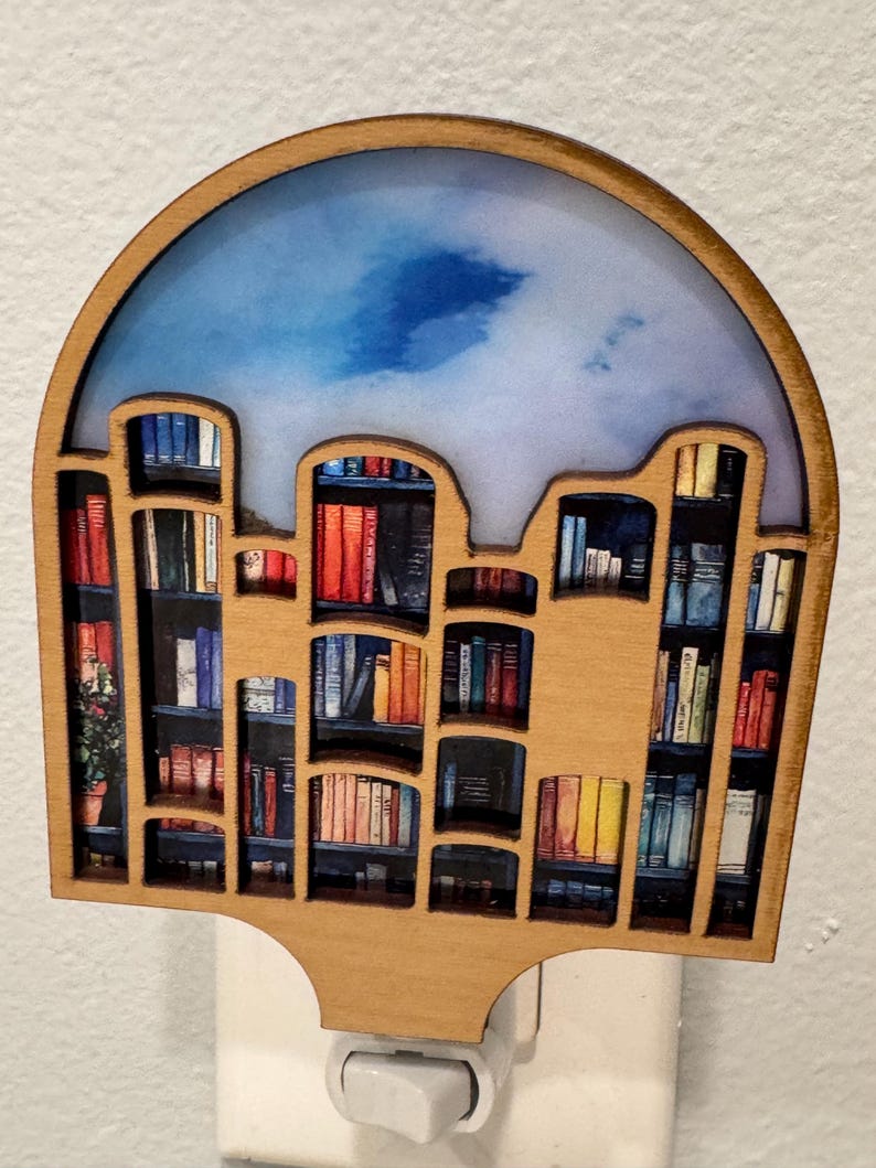 Book Lover Nightlight, Book shelf night light, Library Books Lamp Light, Bookshelf Night Light, Cozy Reading Decor, Read More night light image 9