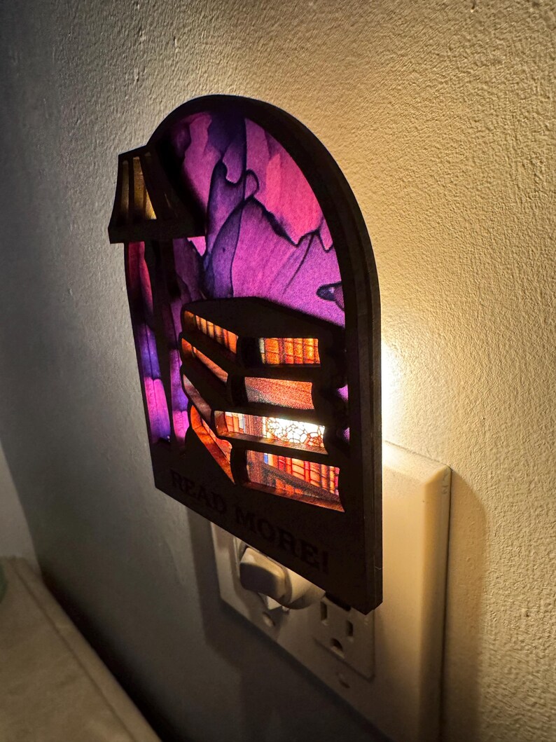 Book Lover Nightlight, Book shelf night light, Library Books Lamp Light, Bookshelf Night Light, Cozy Reading Decor, Read More night light image 8