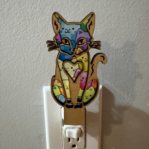 Cat night light, cat lady gifts, night light cat, nightlight gifts for cat lovers, cat mom gift night light, night light wooden, cat decor image 7