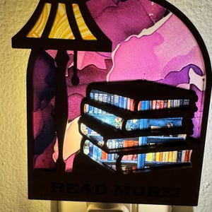 Book Lover Nightlight, Book shelf night light, Library Books Lamp Light, Bookshelf Night Light, Cozy Reading Decor, Read More night light image 3