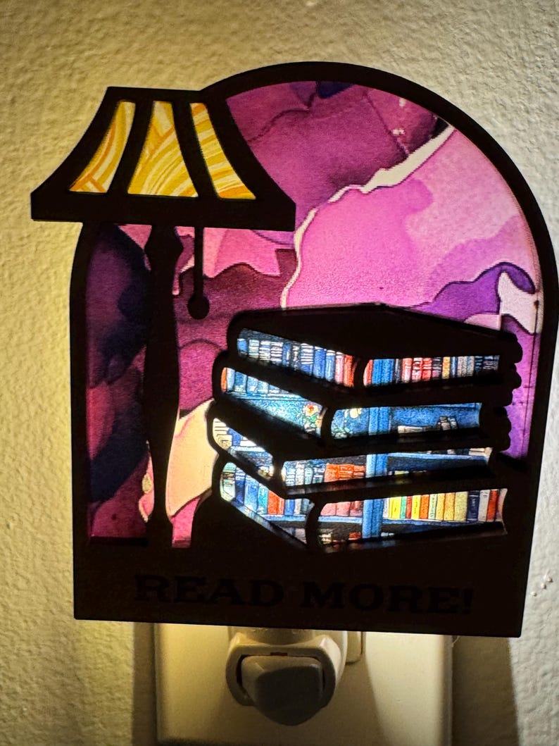 Book Lover Nightlight, Book shelf night light, Library Books Lamp Light, Bookshelf Night Light, Cozy Reading Decor, Read More night light image 3