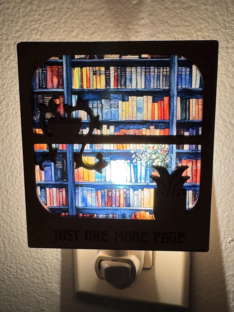 Book Lover Nightlight, Book shelf night light, Library Books Lamp Light, Bookshelf Night Light, Cozy Reading Decor, Read More night light image 12