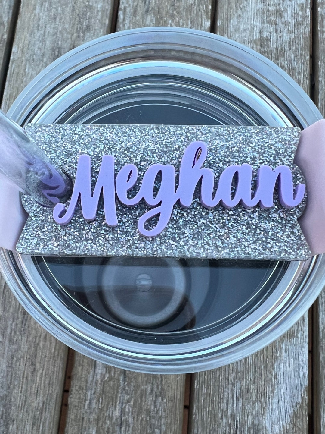 30 or 20 Oz Stanley Cup Tumbler Name Plate Personalized Glitter Marble Gift  for Daughters Custom Tag Personalized for Her Stocking Stuffers 