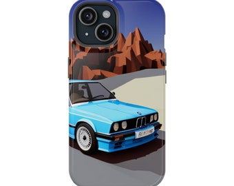 BMW 3 Series E30 M3 MagSafe Phone Case Matte Glossy Canyon Block Art