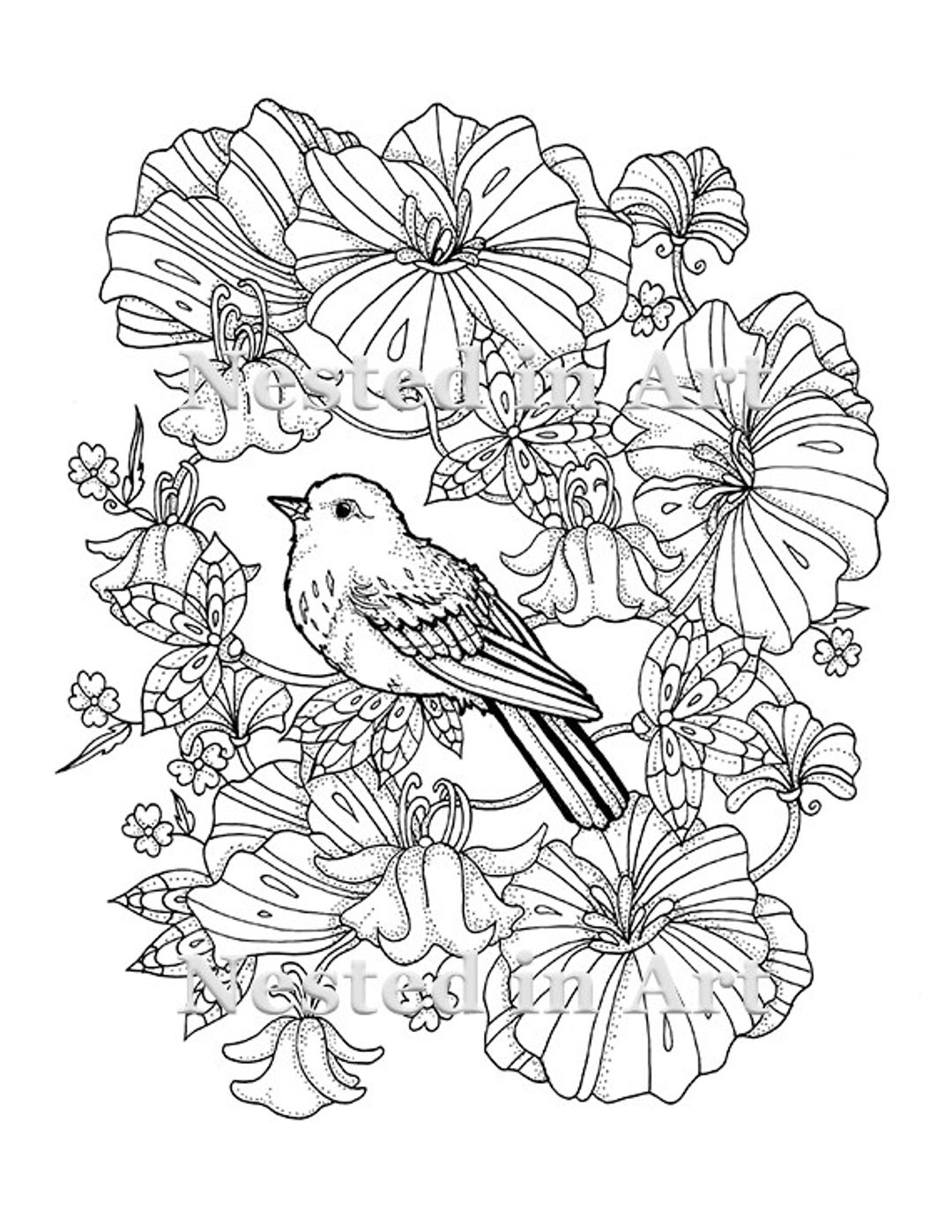 floral coloring book pages