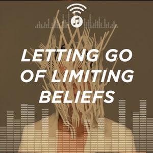 May include: A person with their face covered in plastic forks, with the text "LETTING GO OF LIMITING BELIEFS" superimposed on the image.