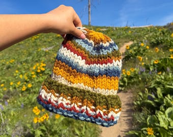 Rocky Mountains National Park, Hand Knit, Colorful, Chunky Beanie