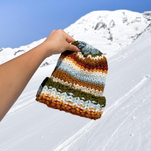 Parque Nacional Monte Rainier, gorro grueso y colorido tejido a mano