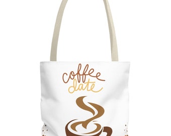 Coffee Date Tote Bag - Perfect Gift for Coffee Lovers, Reusable Shopping Bag, Eco-Friendly Grocery Bag, Coffee Theme Tote, Cute Tote Bag
