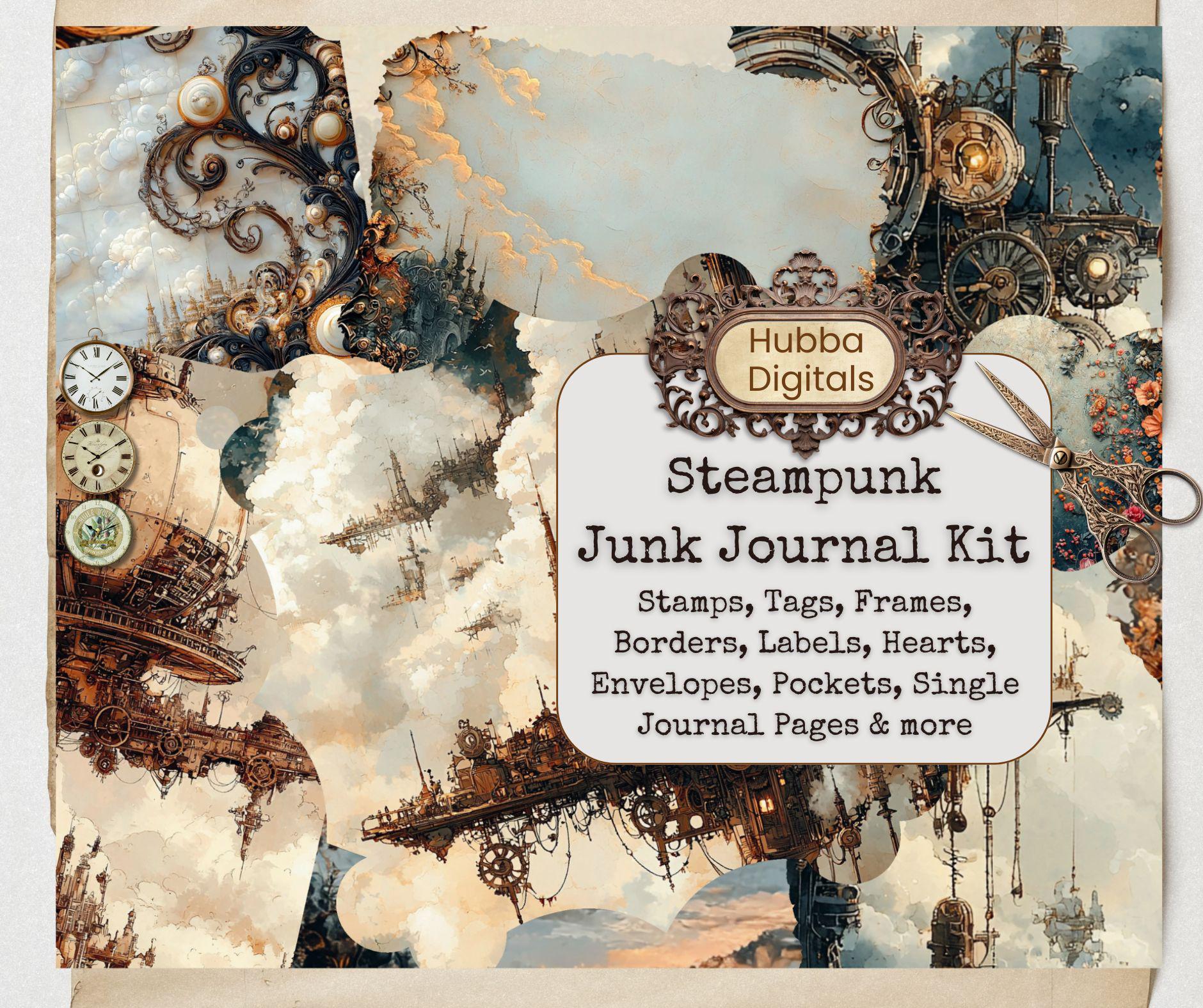 Vintage Steampunk Junk Journal Kit, Instant Download, Digital Scrapbook ...