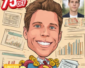 Kundenspezifisches Superhelden-Finance-Porträt vom Foto, Geschäftsheld-Karikatur, personalisierter Anlageratgeber Geschenk, lustige Bürowandkunst