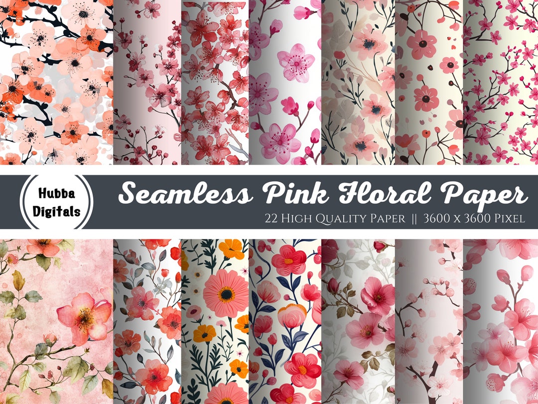 Seamless Pink Watercolor Floral Printable Paper Seamless Shabby Chic ...