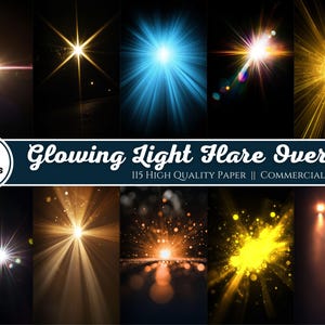 Gloeiend licht Flare-overlay Digitale afbeeldingen, Instant Download, Commercieel gebruik, Kaarten maken, bling bling schittering, afdrukbaar scrapbooking, Instant Download, Commercieel gebruik