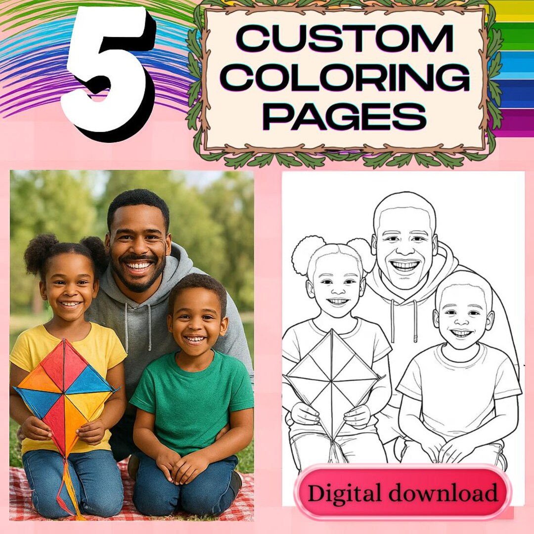 5 Custom Coloring Pages From Photo | Personalized Coloring Page ...